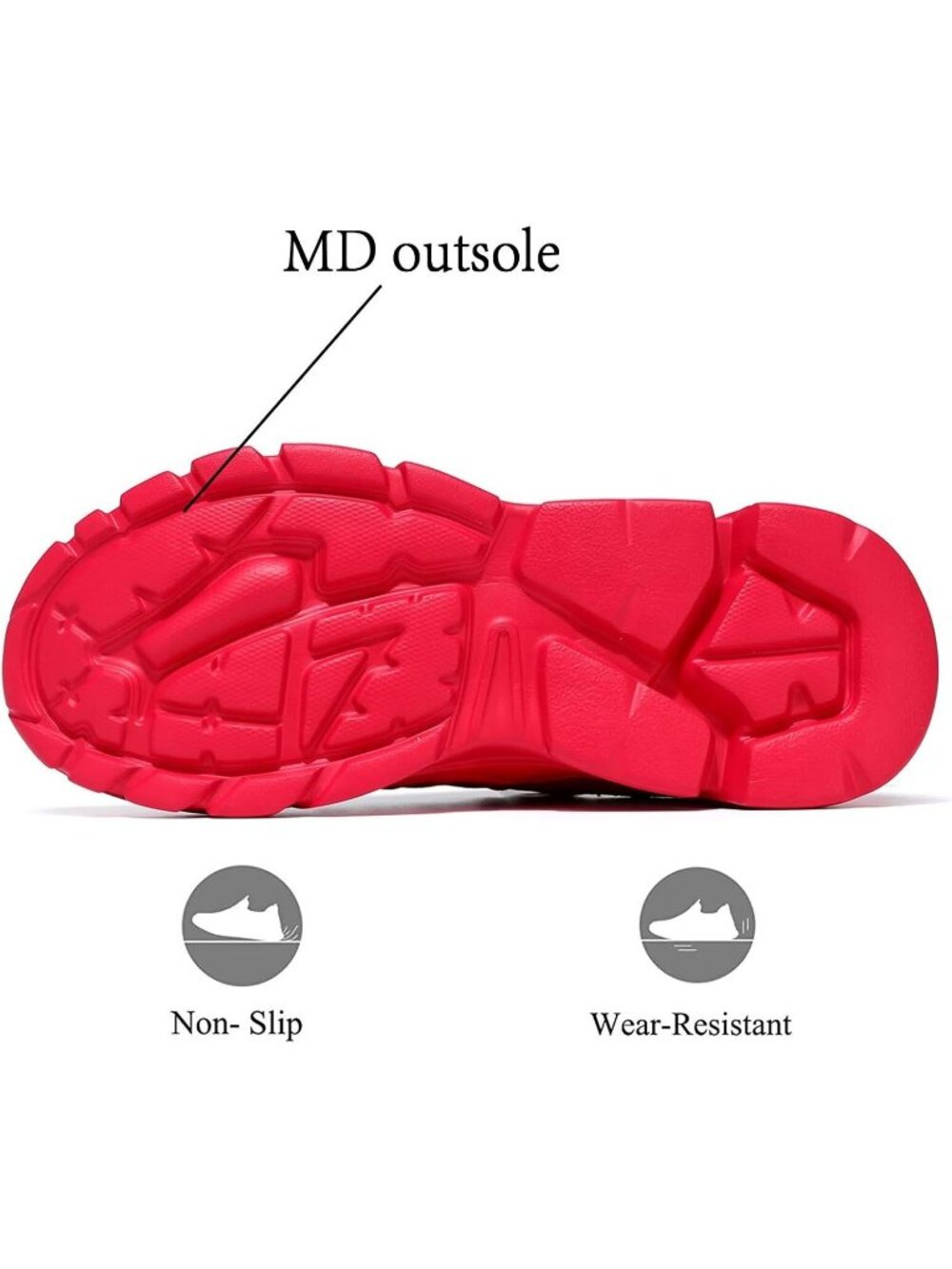 Men's Red Rubber Non Slip Breathable Lightweight Fashion Athletic Sneakers - Picture 4 of 7
